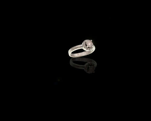 3.2 grams 9 carat White Gold Diamond Halo Engagement Ring