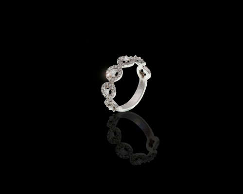4.4 grams 18 carat White Gold Diamond Halo Link Half Eternity Ring