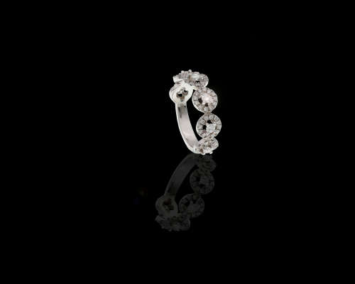 4.4 grams 18 carat White Gold Diamond Halo Link Half Eternity Ring