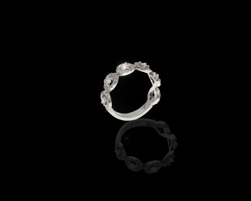 4.4 grams 18 carat White Gold Diamond Halo Link Half Eternity Ring