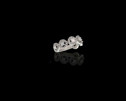 4.4 grams 18 carat White Gold Diamond Halo Link Half Eternity Ring