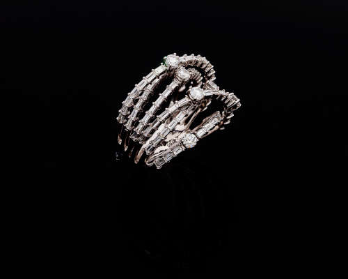 10.5 grams 18 carat White Gold Diamond Half Eternity Cocktail Ring