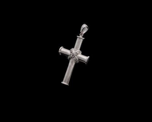 2.6 grams 9 carat White Gold Matt Finish Diamonds Cross Pendant