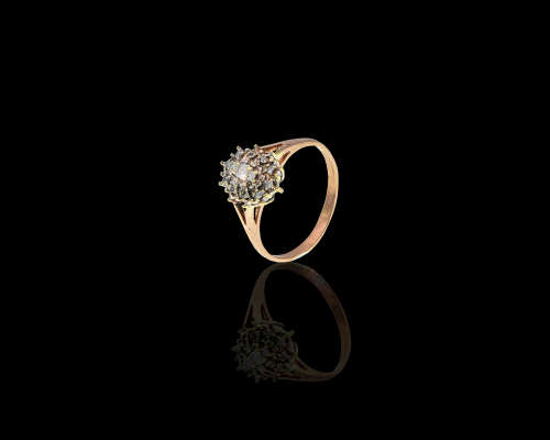 3 grams 14 carat Rose Gold Diamond Vintage Cocktail Ring