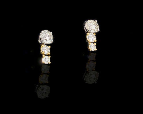 2 grams 9 carat Two Tone (White and Yellow Gold) Diamond Stud Earrings