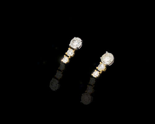 2 grams 9 carat Two Tone (White and Yellow Gold) Diamond Stud Earrings