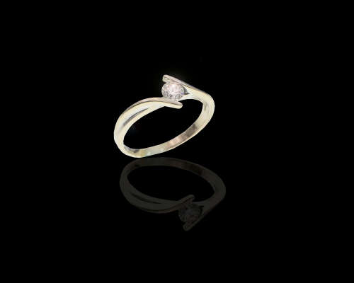 2.3 grams 18 carat White Gold Diamond Solitaire Cross Over Ring
