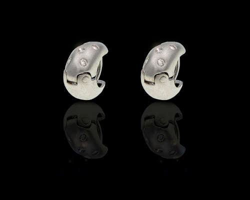 5.7 grams 9 carat Brushed White Gold Diamond Huggie Earrings