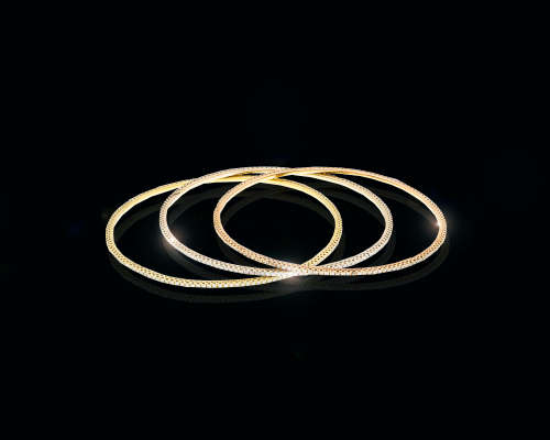 21.8 grams 18 carat 3 * 3 Colour Gold Diamond Bangles