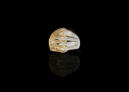 7.3 grams 9 carat Two Tone (Yellow and White Gold) Diamond Cocktail Ring