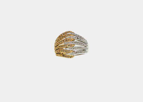 7.3 grams 9 carat Two Tone (Yellow and White Gold) Diamond Cocktail Ring