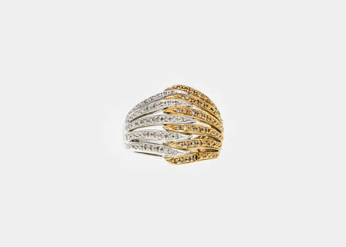 7.3 grams 9 carat Two Tone (Yellow and White Gold) Diamond Cocktail Ring