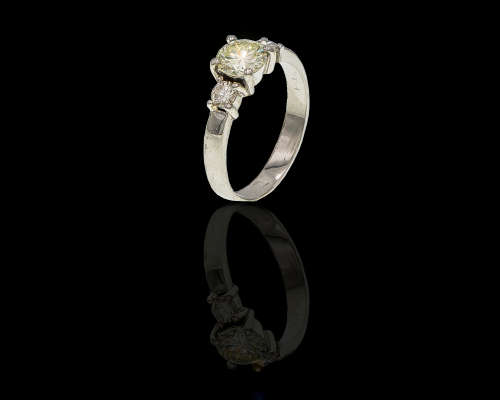 2.8 grams Palladium Diamond Trilogy Ring