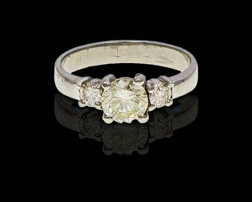 2.8 grams Palladium Diamond Trilogy Ring