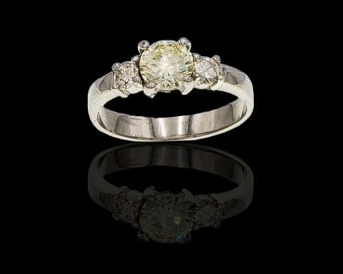 2.8 grams Palladium Diamond Trilogy Ring