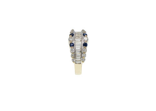 6.7 grams 18 carat White Gold Diamond and Sapphire Half Eternity Ring