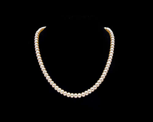 Pearl Necklace attached to a 2 gram 14 carat Yellow Gold Clasp