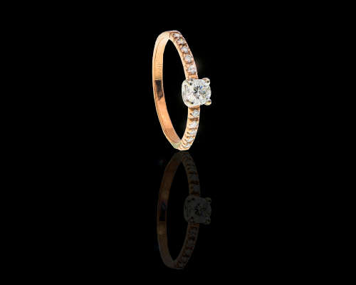1.3 grams 9 carat, Rose Gold Solitaire Ring