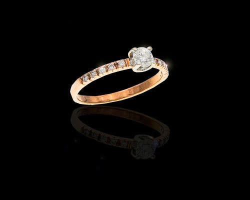 1.3 grams 9 carat, Rose Gold Solitaire Ring