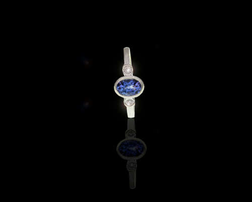 2.4 grams 9 carat White Gold Tanzanite and Diamond Cocktail Ring