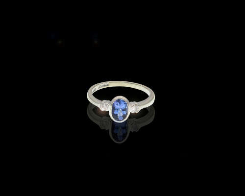 2.4 grams 9 carat White Gold Tanzanite and Diamond Cocktail Ring