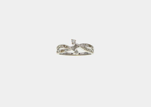 1.6 grams 9 carat White Gold Diamond Crossover Ring