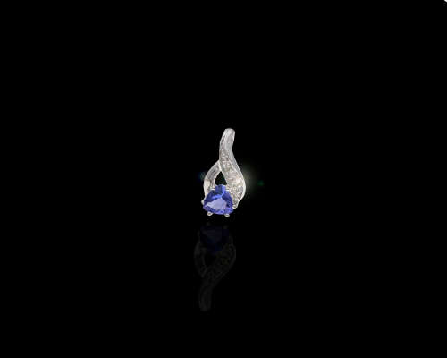 0.7 grams 9 carat White Gold Tanzanite and Diamond Pendant