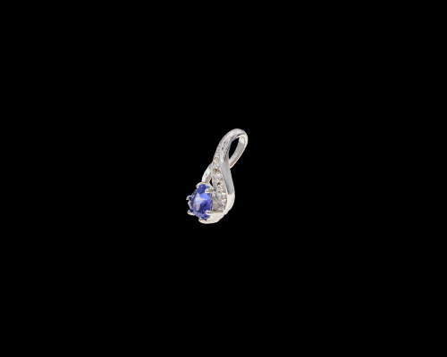 0.7 grams 9 carat White Gold Tanzanite and Diamond Pendant