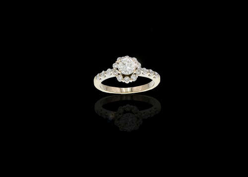 3.5 grams 18 carat White Gold Diamond Halo Ring