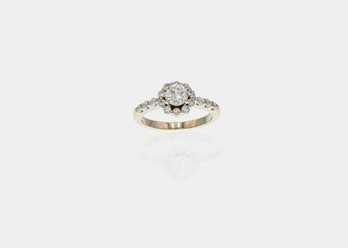 3.5 grams 18 carat White Gold Diamond Halo Ring