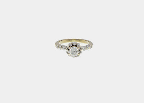 3.5 grams 18 carat White Gold Diamond Halo Ring
