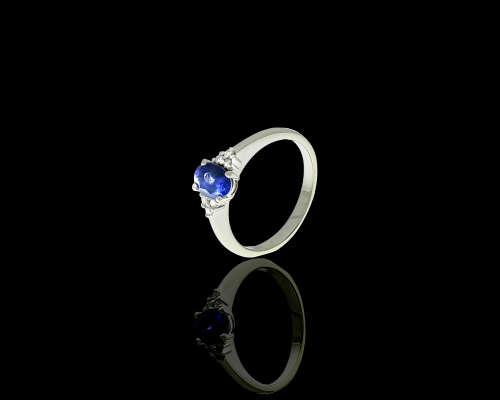 2.5 grams 9 carat White Gold, Tanzanite and Diamond Engagement Ring
