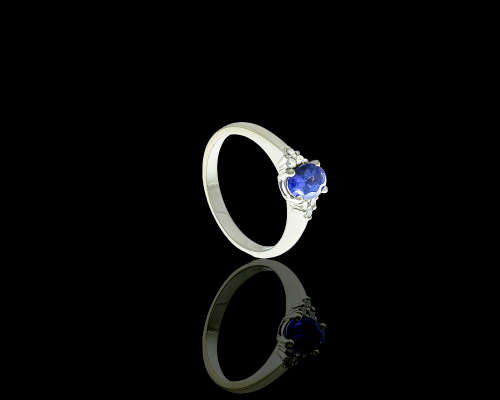 2.5 grams 9 carat White Gold, Tanzanite and Diamond Engagement Ring
