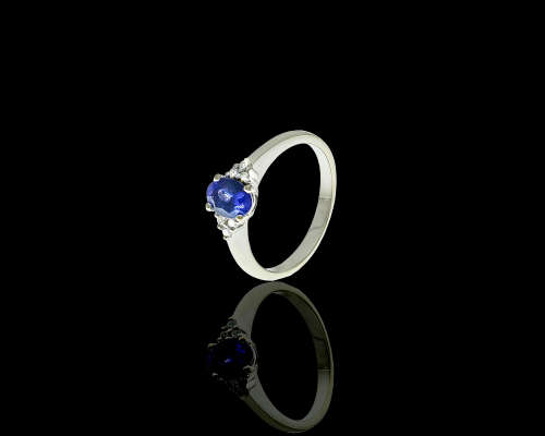 2.5 grams 9 carat White Gold, Tanzanite and Diamond Engagement Ring