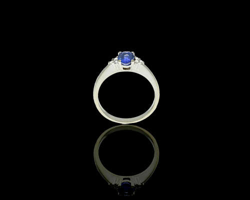 2.5 grams 9 carat White Gold, Tanzanite and Diamond Engagement Ring