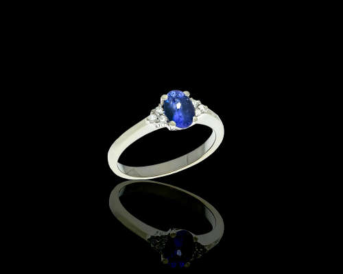 2.5 grams 9 carat White Gold, Tanzanite and Diamond Engagement Ring