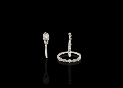 3.6 grams Platinum Diamond Engagement Ring Set