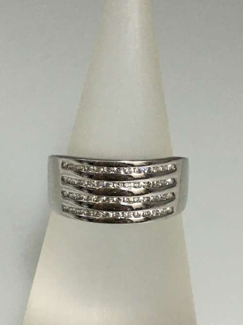 3.7 grams 9 carat White Gold, with Cubic Zirconias