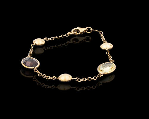4.5 grams 9 carat Yellow Gold Semi Precious Stone Bracelet