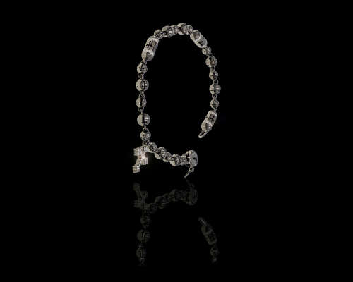 13.5 grams 18 carat Black Gold Diamond Rosary Bracelet