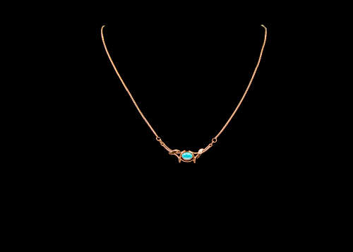 14ct (4.75gr) rose gold Cabochon Turquoise pendant necklace