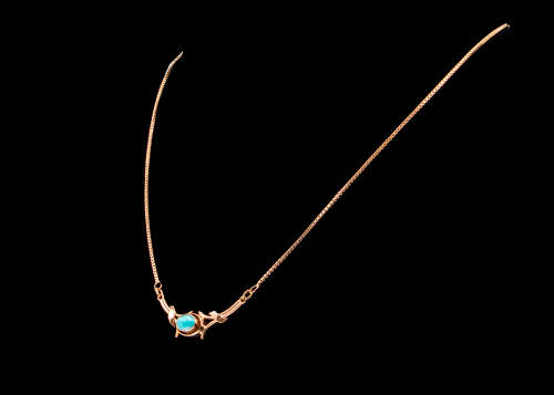14ct (4.75gr) rose gold Cabochon Turquoise pendant necklace