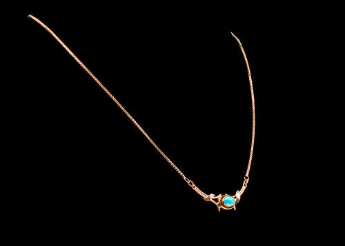 14ct (4.75gr) rose gold Cabochon Turquoise pendant necklace