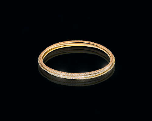 Spectacular Three Colour Gold Diamond Bangles