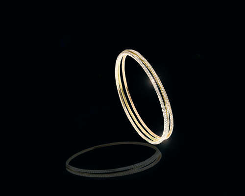 Spectacular Three Colour Gold Diamond Bangles