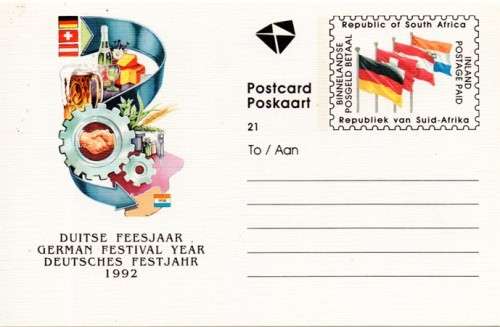 South Africa - 1992 Inland Postcard #21 German Festival Year