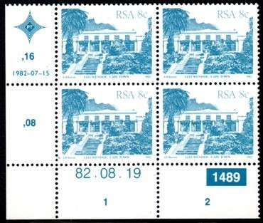 South Africa - 1982 Definitive Architecture 8c Reprint 1489 82.08.19 Control Block SACC 522a