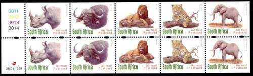South Africa - 1998 Redrawn 6th Definitive Big Five Set MNH