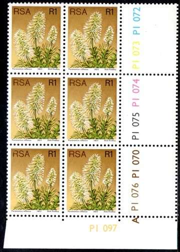 South Africa - 1977 Proteas R1 Control Block Pane A MNH SACC 433