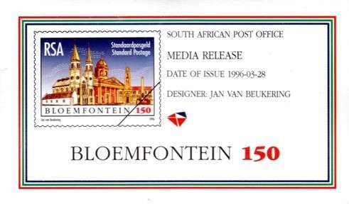 South Africa - 1996 150th Anniv of Bloemfontein Media Release MNH